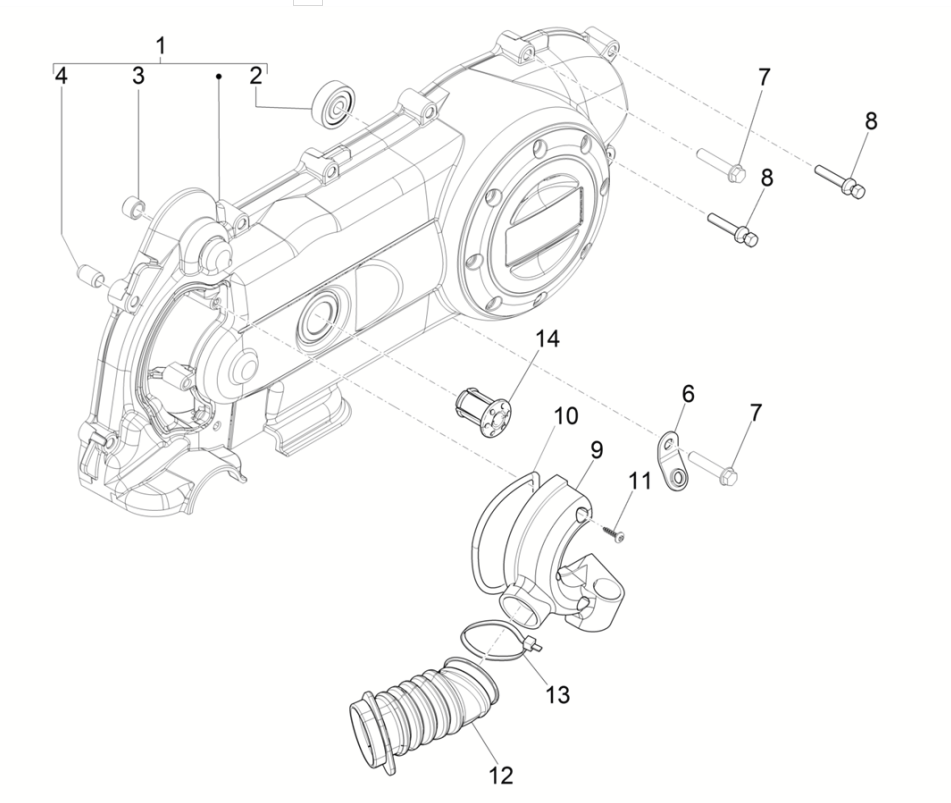 Vespa Sprint 4-suwowa 3-zaworowa pokrywa skrzyni korbowej (wtrysk euro5 IGET)