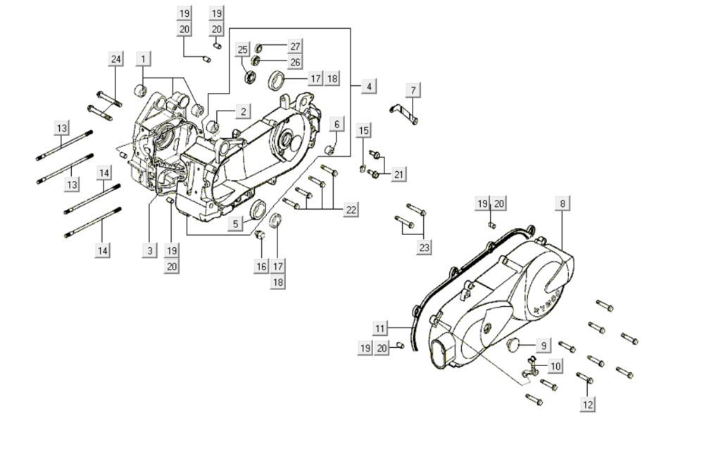 Części miski olejowej Kymco Like 200i Biały