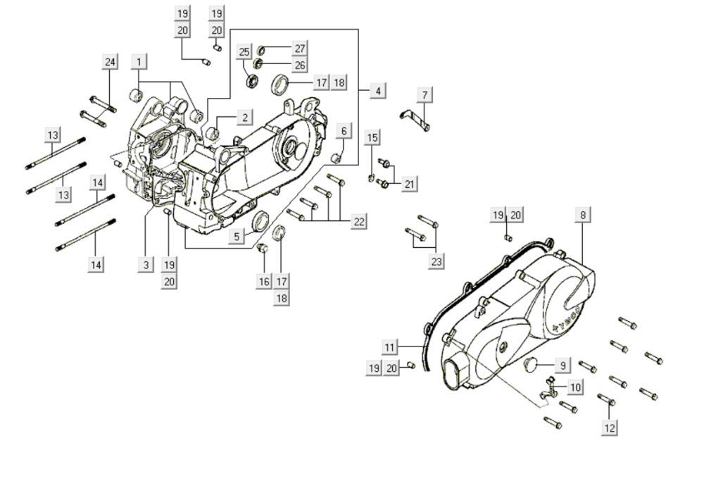 Części miski olejowej Kymco Like 200i Czarny