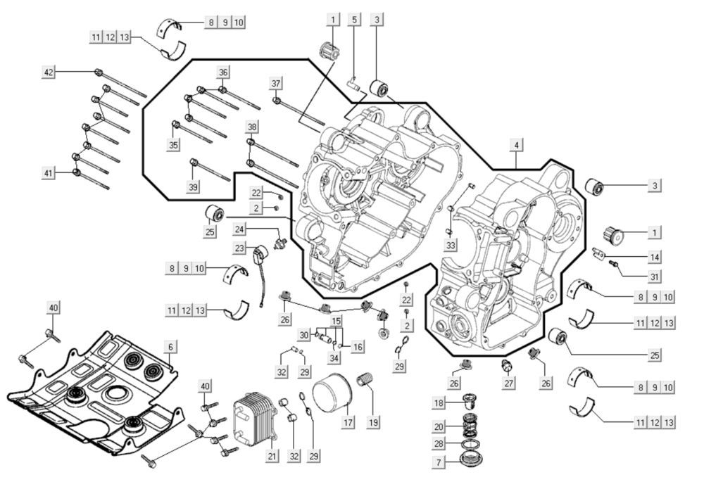 Części skrzyni korbowej Kymco Myroad 700i