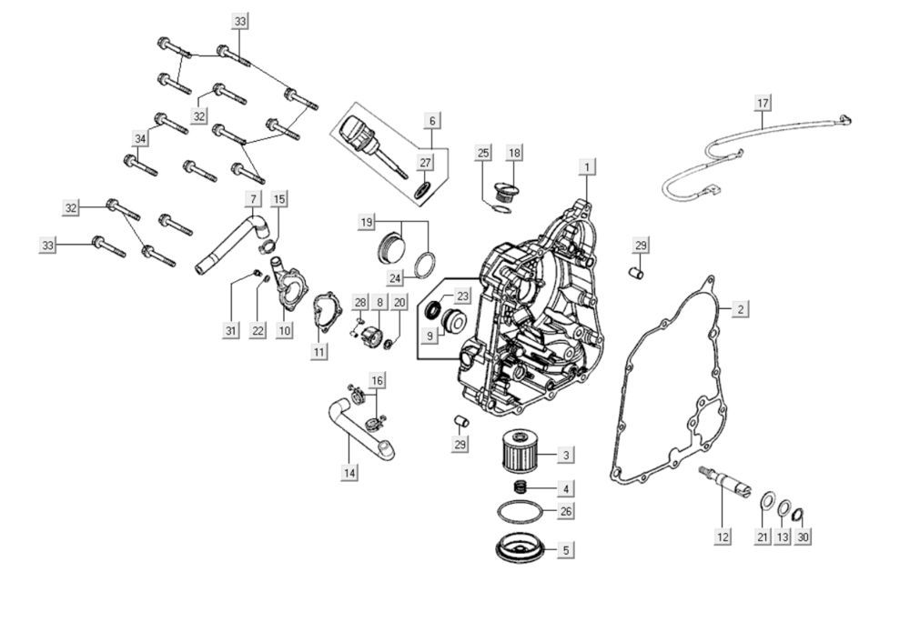 Skrzynia korbowa prawa Kymco Gti 300i