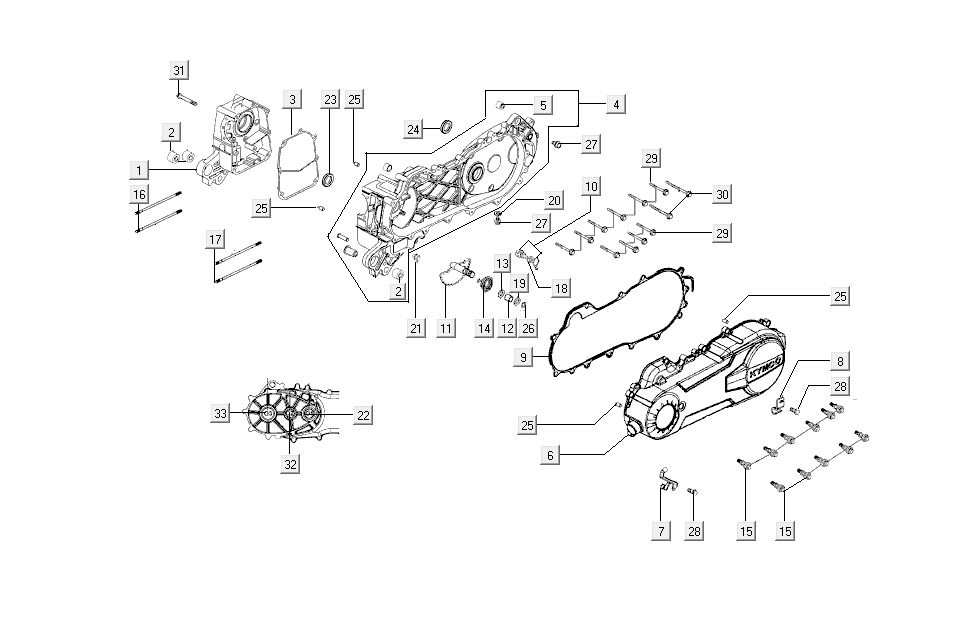osłona skrzyni korbowej Kymco Super8 4-suwowa z 2009 czerwony