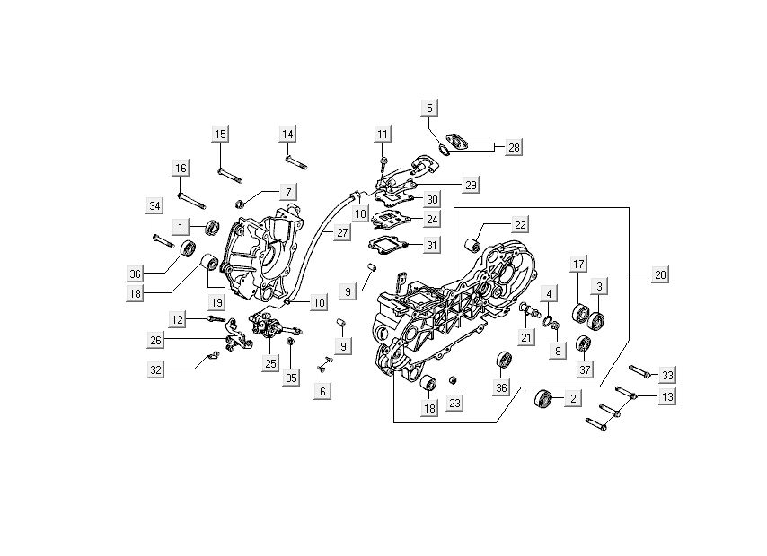 Połówki skrzyni korbowej - pompa oleju Kymco DJ 2-suwowy srebrny