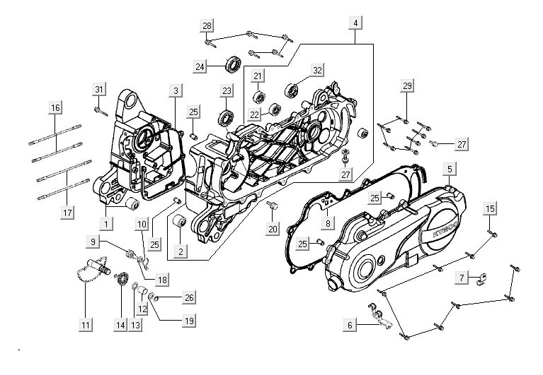 Pokrywa skrzyni korbowej Kymco Agility 12' 4-suwowy srebrny