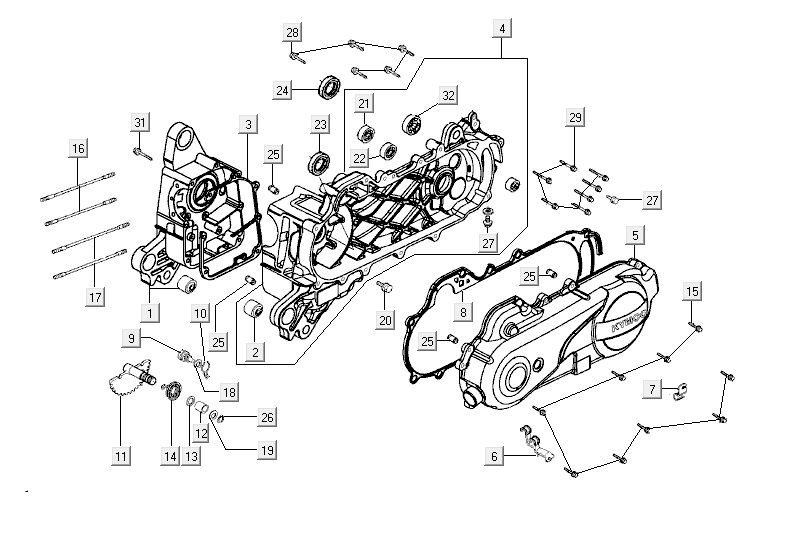 Pokrywa skrzyni korbowej Kymco VP50 4t ac diamentowa biała