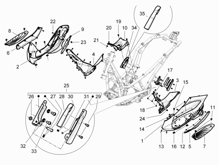 Pokrywa środkowa - Podnóżek Piaggio Beverly 350 E3 Sport Touring 2013-2014