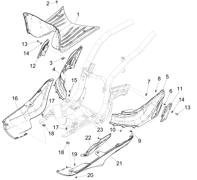 Osłona centralna - Piaggio Liberty 50 czterosuwowy podnóżek