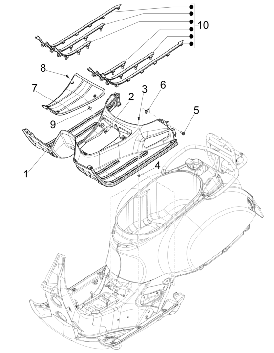Osłona środkowa - Vespa GTS 125 4T E5 ABS 2021 podnóżek (EMEA)