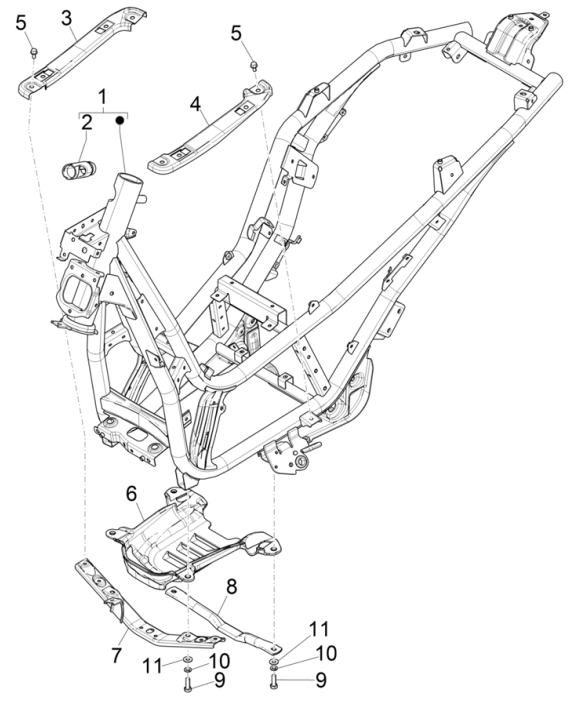 Piaggio Beverly 300 4T 4V HPE ABS E5 Podwozie/rama 2021-2022 (EMEA)