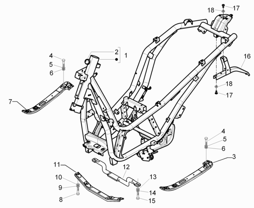 Piaggio Beverly 125 RST 4T 4V IE E3 2010-2015 Podwozie (EMEA)