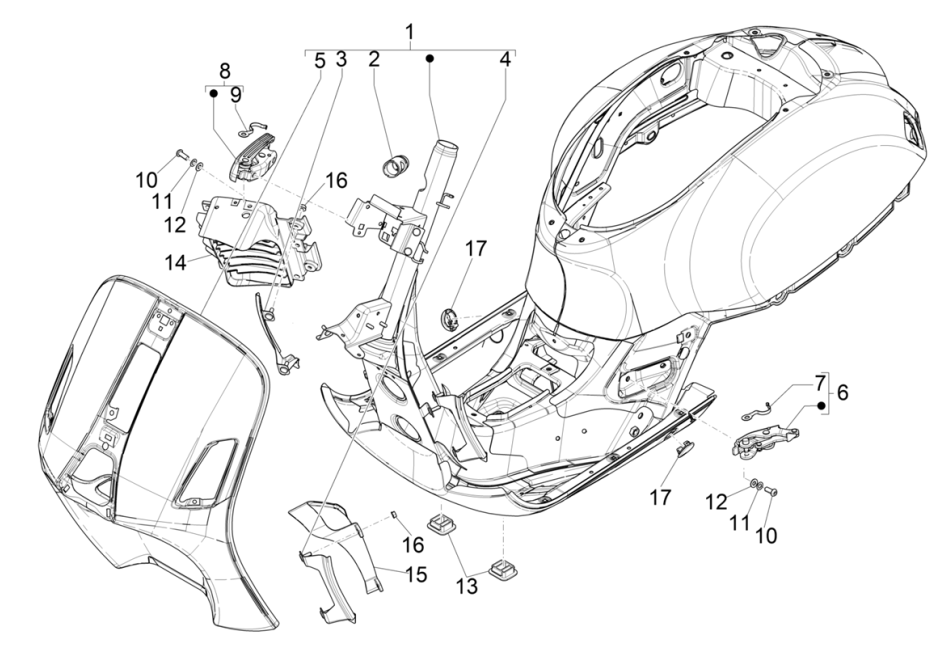 Podwozie/Rama Vespa GTS 125 4T E5 ABS 2021 (EMEA)