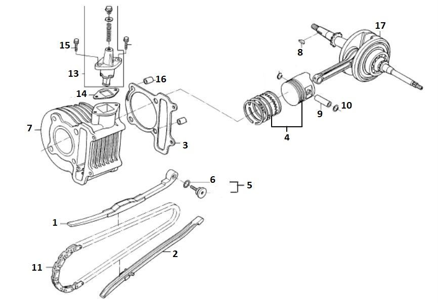 Cylinder wał korbowy GY6 10/12 cali (EURO 4; po 2018 r.)-Cilinder- krukas GY6 10 / 12 inch EURO4 a tm d