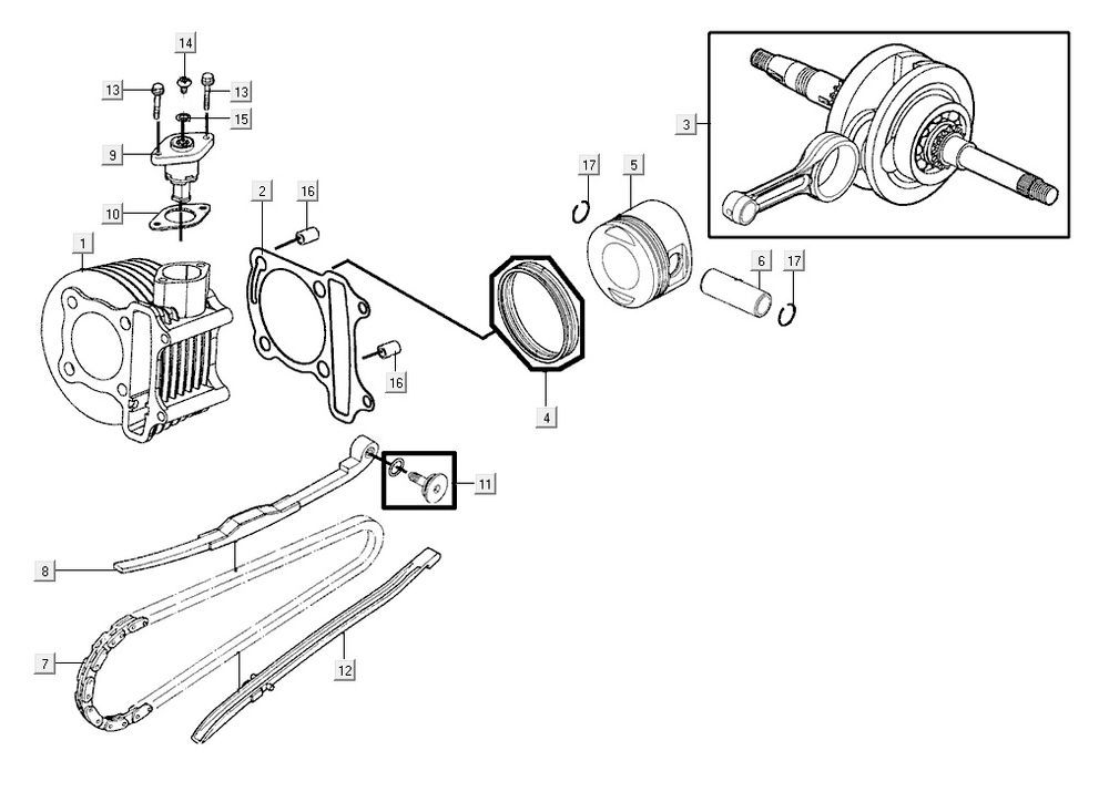 cylinder-wał korbowy AGILITY 16+ 4T 200i Mat Metaliczny Jasnoniebieski