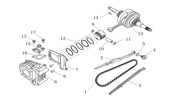 Cylinder-Korba China Ape50 brązowy
