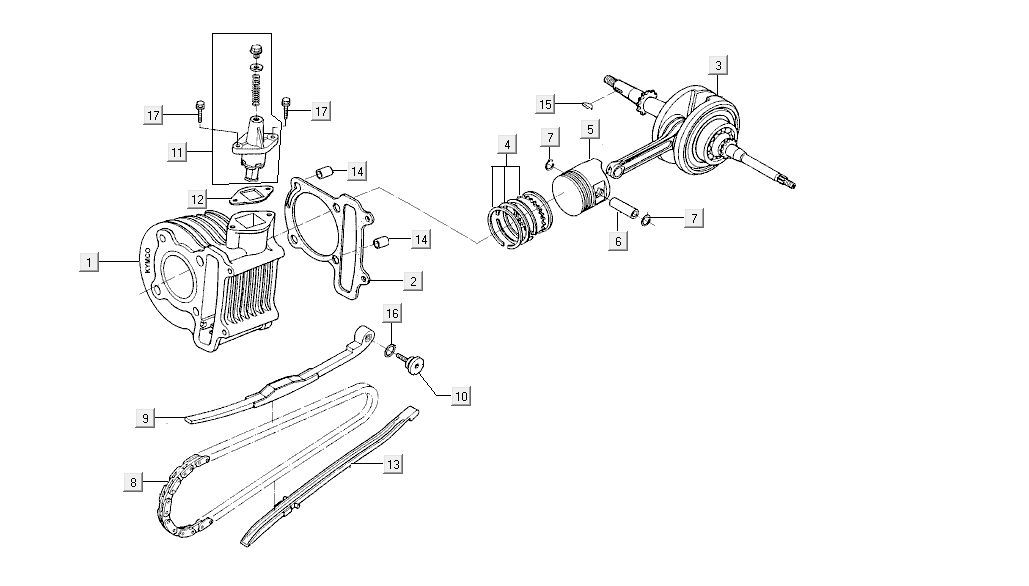 Cylinder-wał korbowy Kymco Agility FR 12