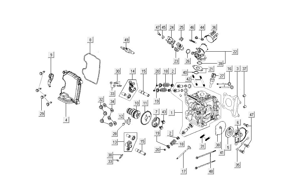 Cylinder - części Kymco New Sento 4-suwowy 50i czerwony