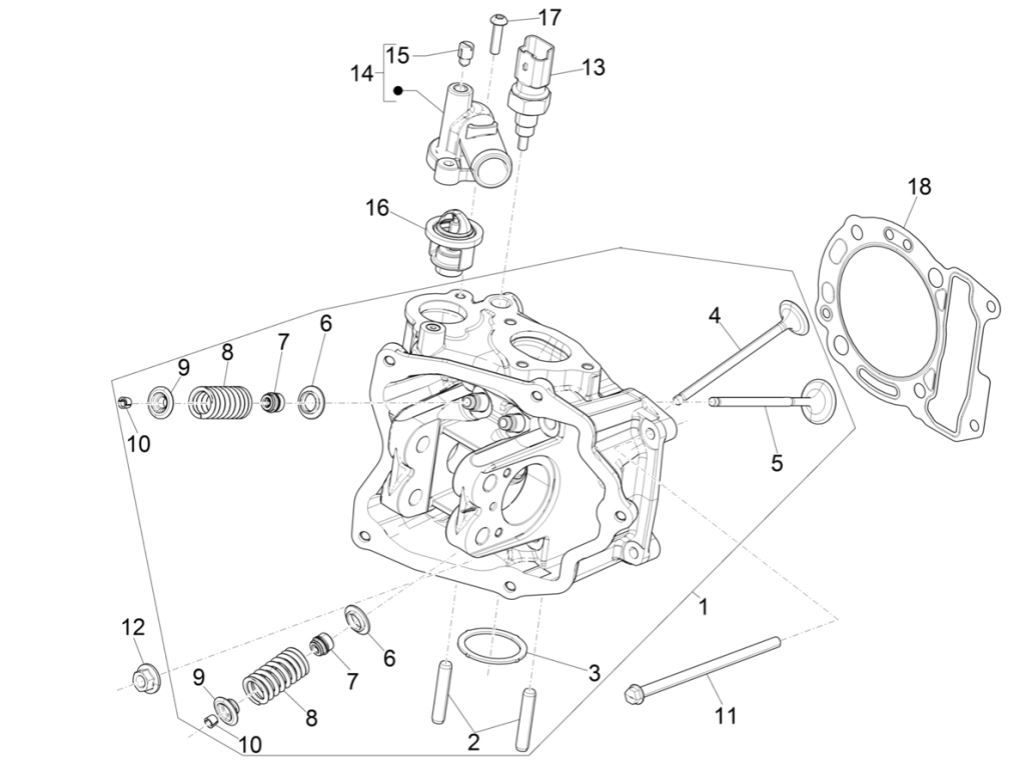 Głowica cylindrów Piaggio MP3 300 HPE/300 HPE SPORT E5 ABS 2020-2022 (EMEA)