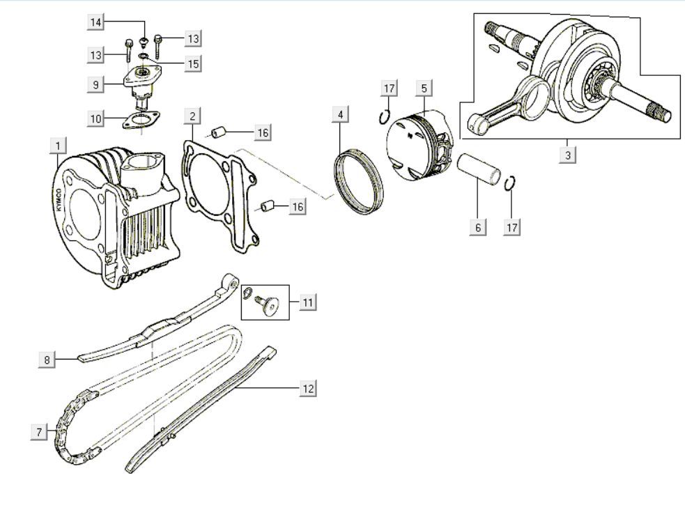 Cylinder Kymco Like 200i Biały
