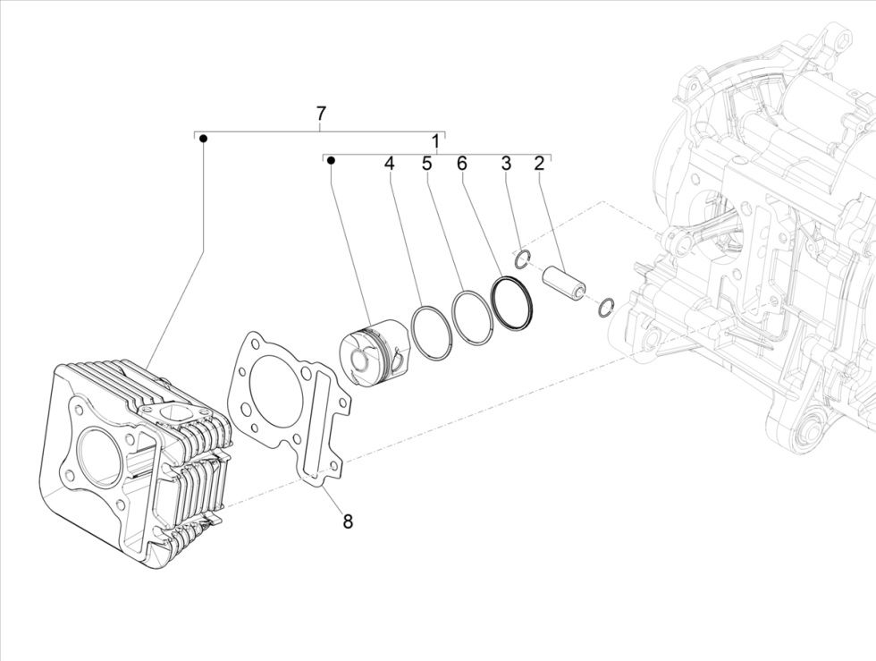 Cylinder Vespa Primavera 4-suwowy 3V (Euro5 wtrysku IGET)
