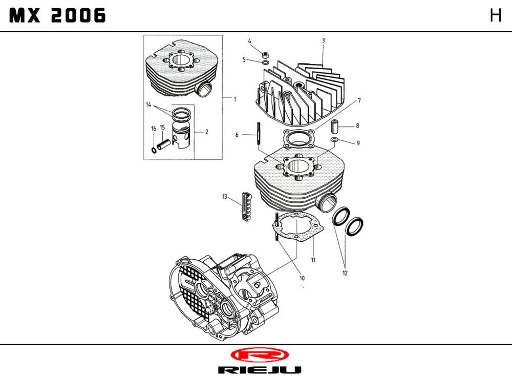 Cylinder Rieju MX czerwony 2010 2-suwowy