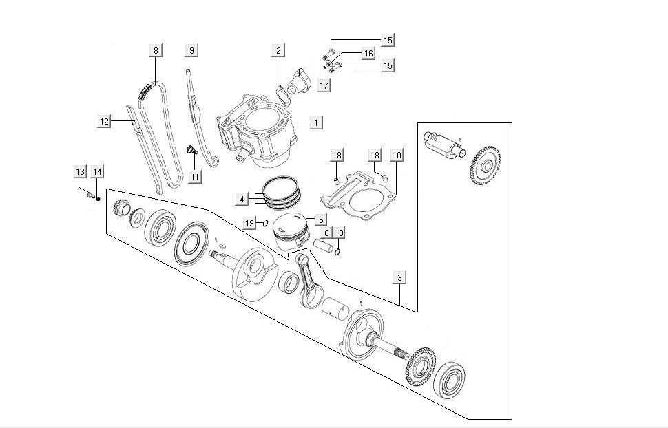 Cylinder/tłok/wał korbowy Kymco MXU 300