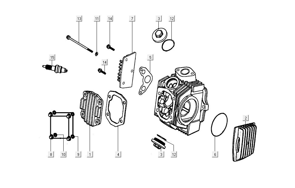 Głowica cylindrów - części Kymco K-Pipe 4-suwowy Połysk Czarny