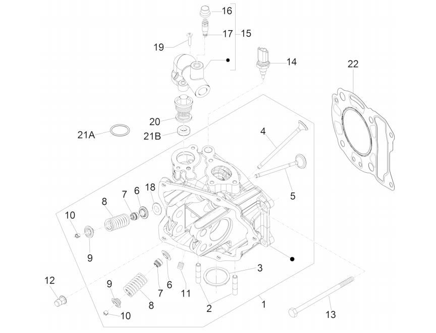 Głowica cylindrów - Zawory GTS 125 IE