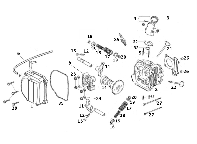 Głowica cylindrów GY6 10/12 cala (EURO 4; po 2018 r.)-Cilinderkop GY6 10 / 12 inch (EURO4) a tm d