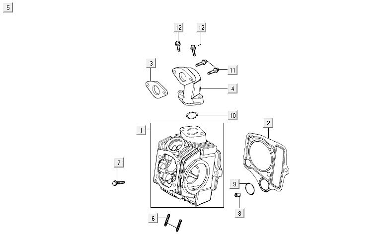Głowica cylindra Kymco Activ 4-suwowy czerwono-czarna