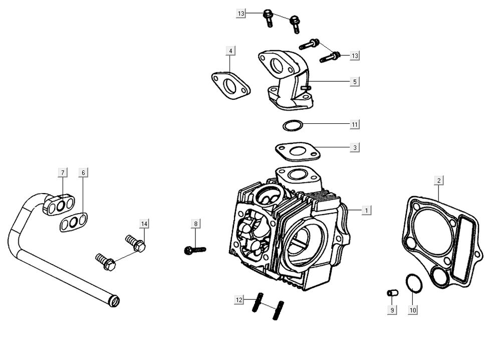 Głowica cylindra Kymco K-Pipe 4-suwowa biała