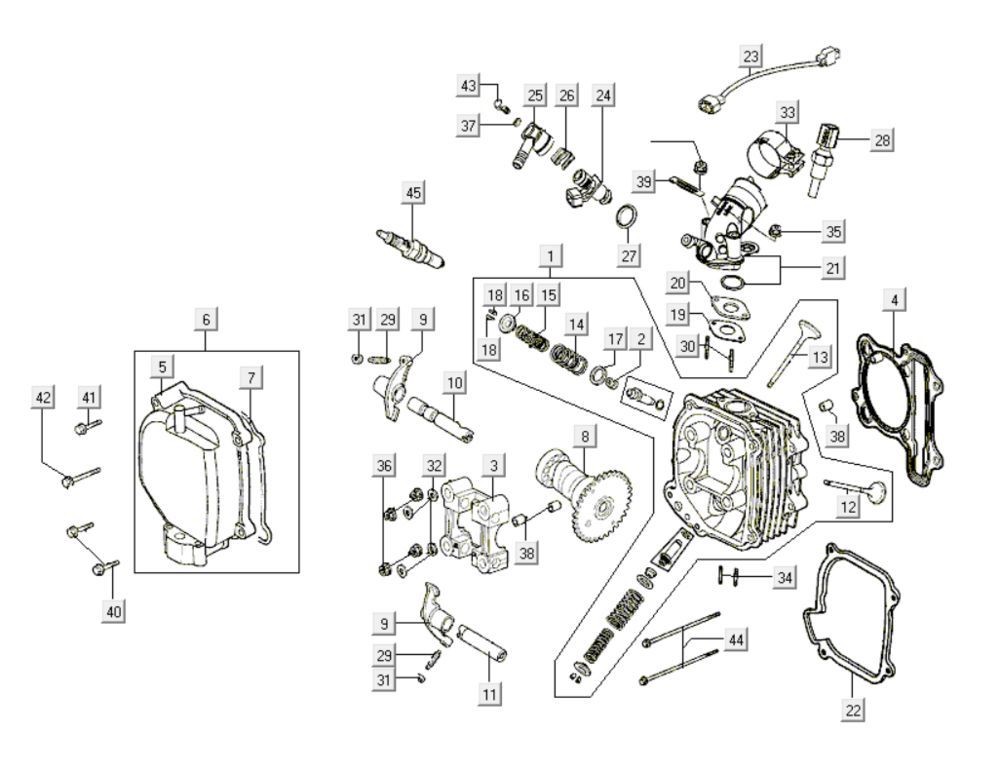 Głowica cylindrów Kymco Like 200i Czarna