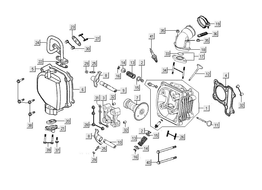 Głowica cylindra Kymco People S 4-suwowy szary mat