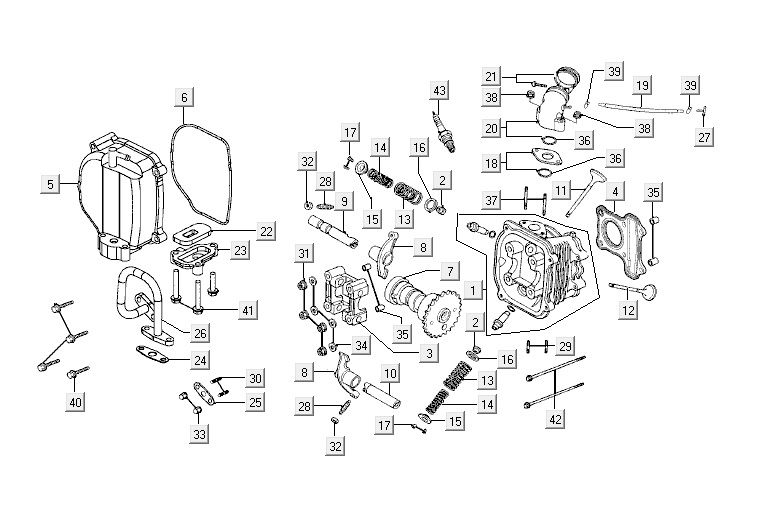 Głowica cylindra Kymco VP50 4t ac brązowa metaliczna