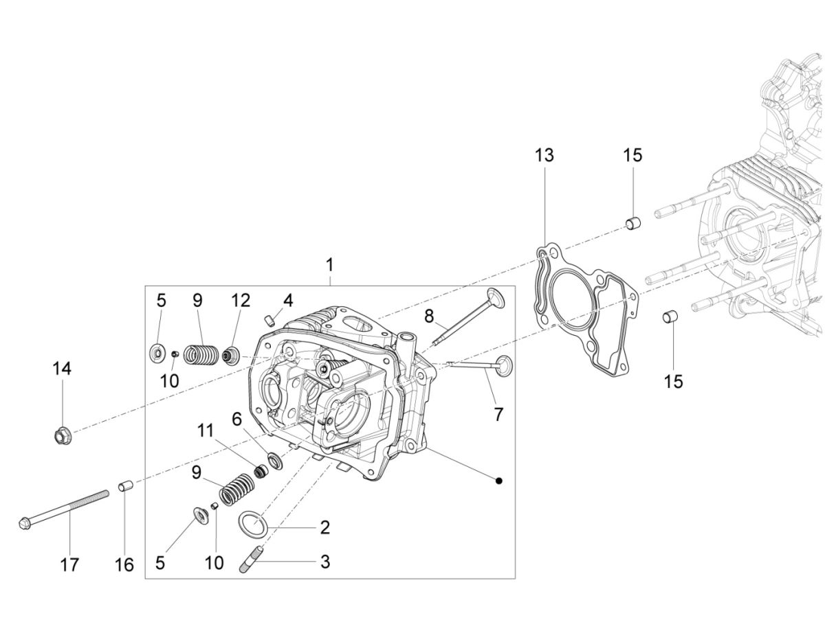 Głowica cylindrów Vespa Sprint 125 4T 3V IE ABS E5 2021 (EMEA)