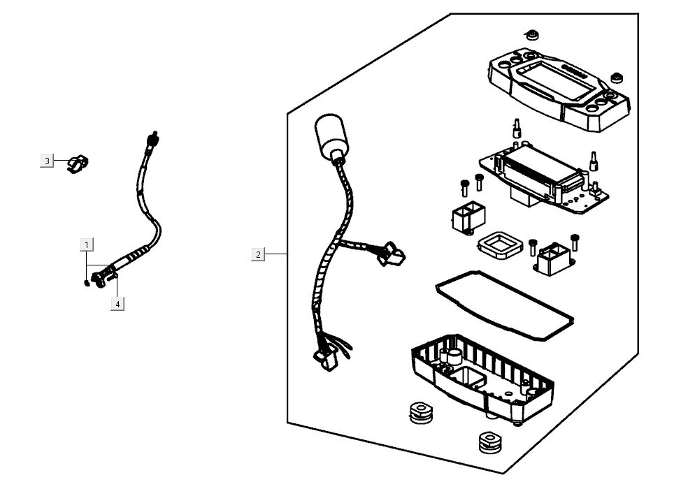 Kokpit - licznik - przewód Kymco K-Pipe 4-suwowy Połysk Czarny