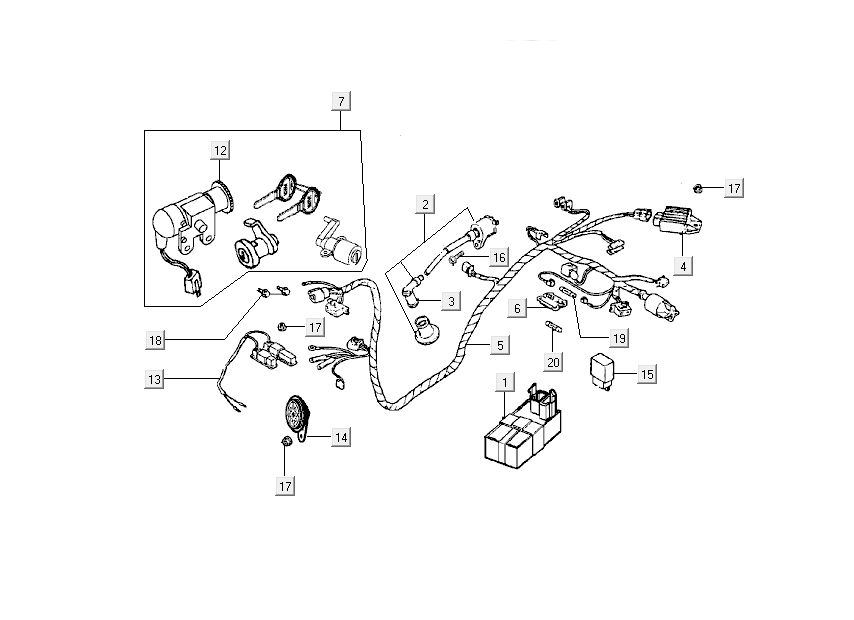 Wyłącznik zapłonu - elektra Kymco People 2-suwowy ciemnoszary