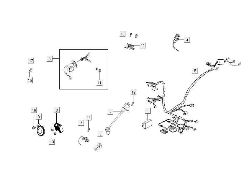 Blokada zapłonu - Wiązka przewodów Kymco Like 4-suwowy czarny połysk jak T T 2015
