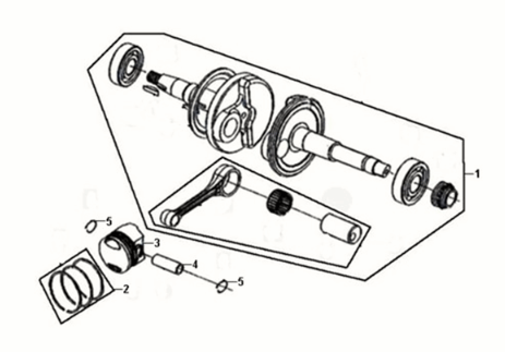 Wał korbowy Sym Fiddle III 50 E3