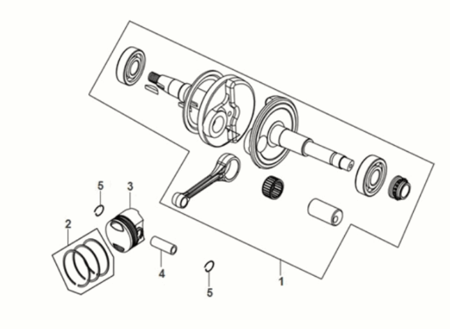 Wał korbowy Sym Mio 50I E5