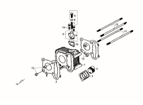 Cylinder - koppakking - voetpakking Sym Crox 50 E3