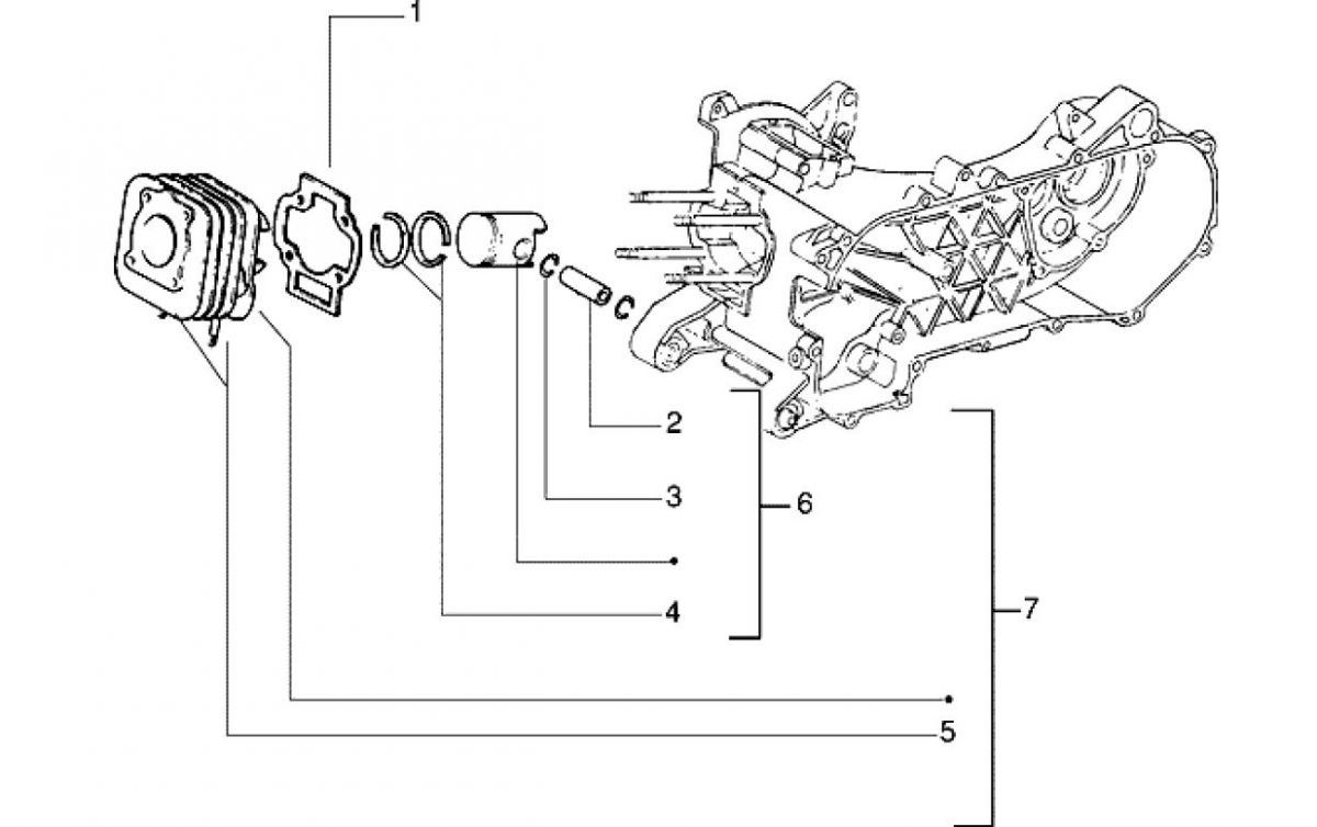 Cylinder - Tłok - Sworzeń nadgarstka, Piaggio Zip RST