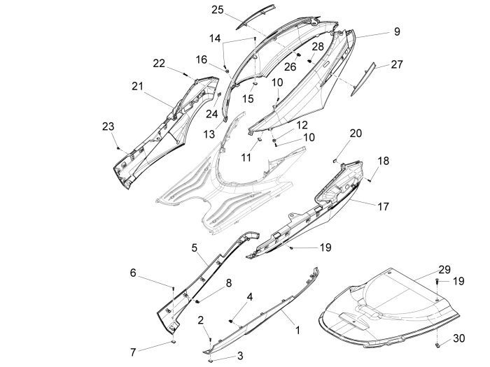 Pod spoiler Piaggio New Fly 4-suwowy 4-zawór czerwony 854a