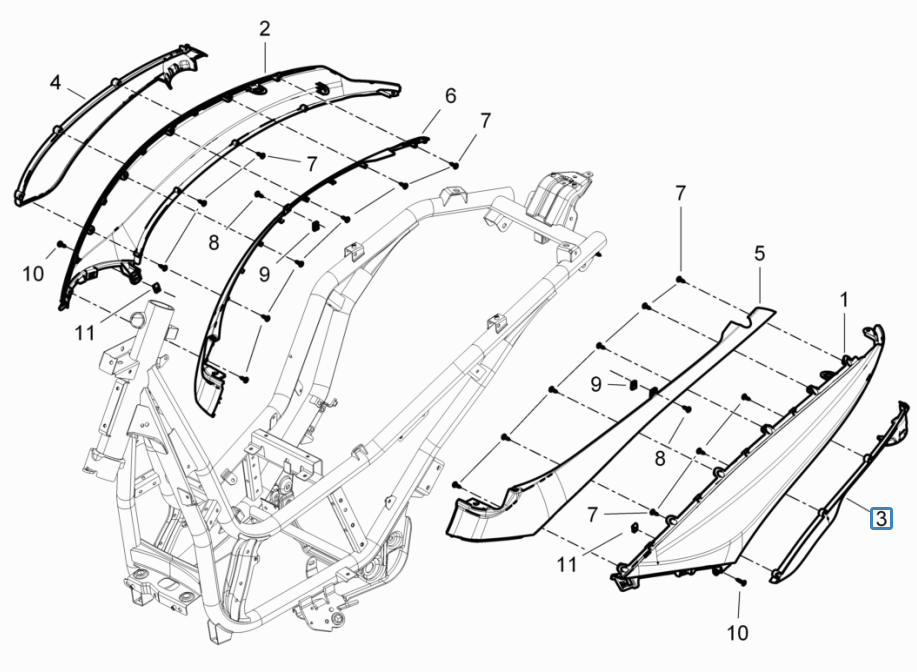 Osłony boczne - Spoiler Piaggio Beverly 125 RST 4T 4V IE E3 2010-2015 (EMEA)