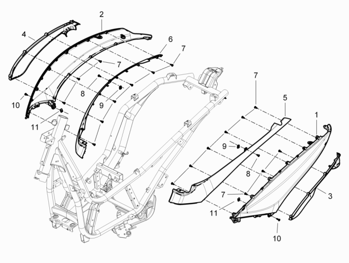 Osłony boczne - Spoiler Piaggio Beverly 350 E3 Sport Touring 2013-2014 biały 595