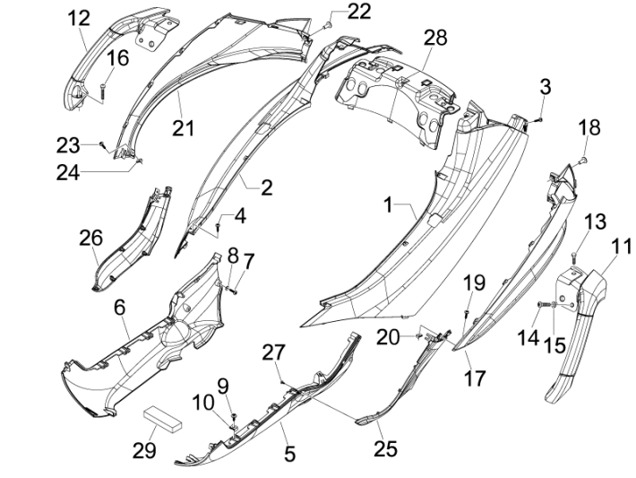 Osłony boczne - Spoiler Piaggio MP3 300LT Sport 2009-2014 czarny konkurencja 98/A