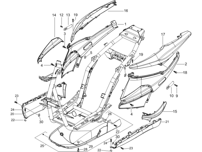Osłony boczne - Spoiler Piaggio NRG Power DD 2007-2017 pomarańczowy mat 954/A