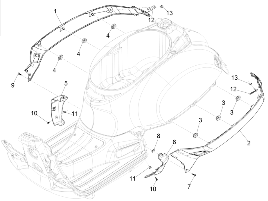 Pokrywy boczne - Spoiler Vespa GTS 125 4T E4 ABS 2019 (EMEA)