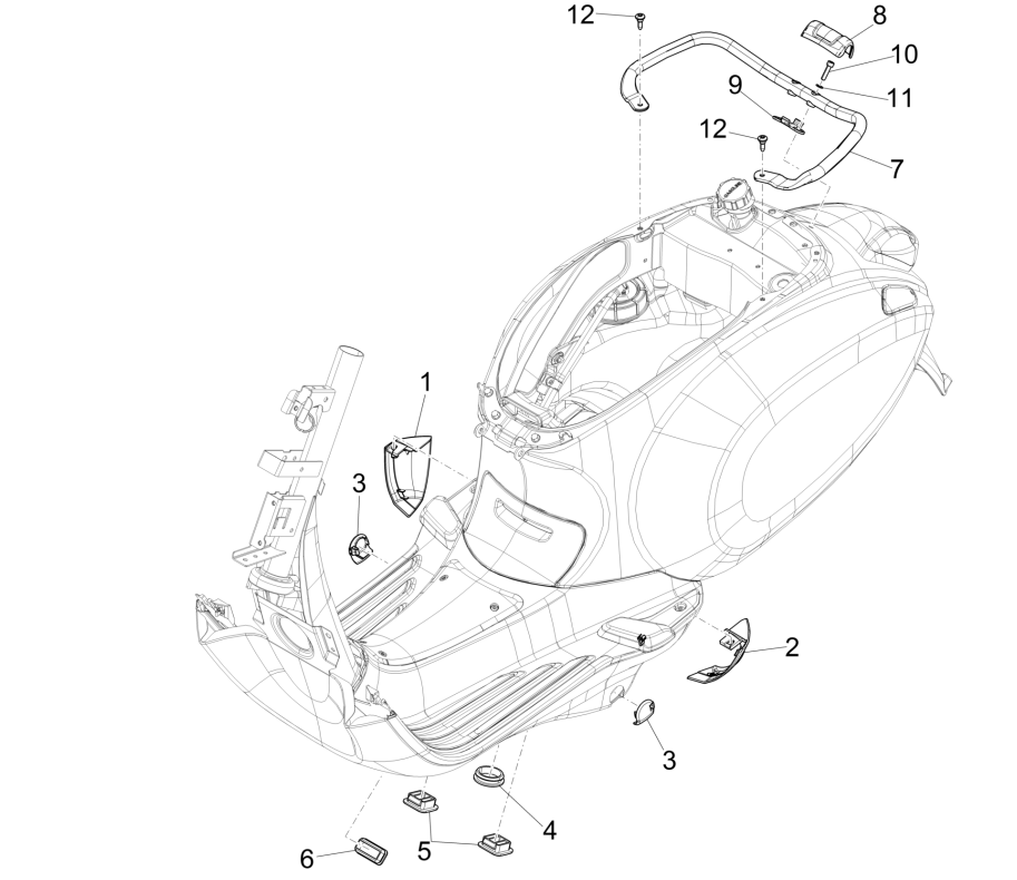Uchwyt do pakowania - Sideskirts Vespa Sprint 4-suwowy 3-zaworowy (euro5 wtrysku IGET)