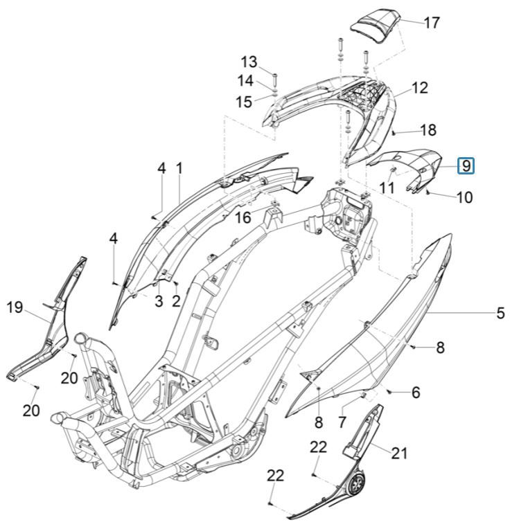 Osłony boczne - Spoiler Piaggio MP3 300 HPE/300 HPE SPORT E5 ABS 2020-2022 (EMEA)
