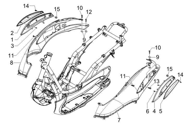 Osłony boczne Piaggio Beverly 500 E3 2007-2012 szary 780/A